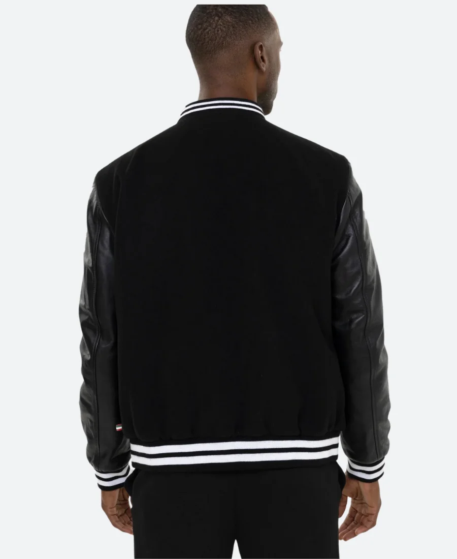 Classic Black College Varsity Jacket Back image