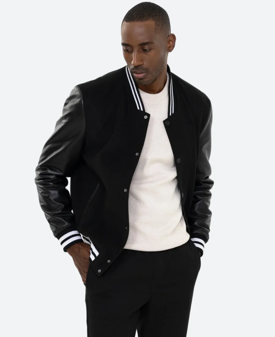 Classic Black College Varsity Jacket