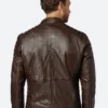 Classic Dark Brown Leather Cafe Racer Jacket Back image
