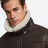 Classic Dark Brown Shearling Leather Jacket