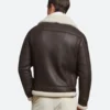 Classic Dark Brown Shearling Leather Jacket Back image