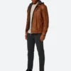 Classic Tan Hooded Leather Leather Jacket